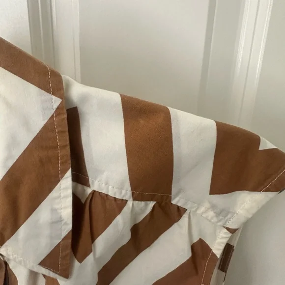 Maeve by Anthropologie Brown and White Chevron Midi Dress - Picture 4 of 4